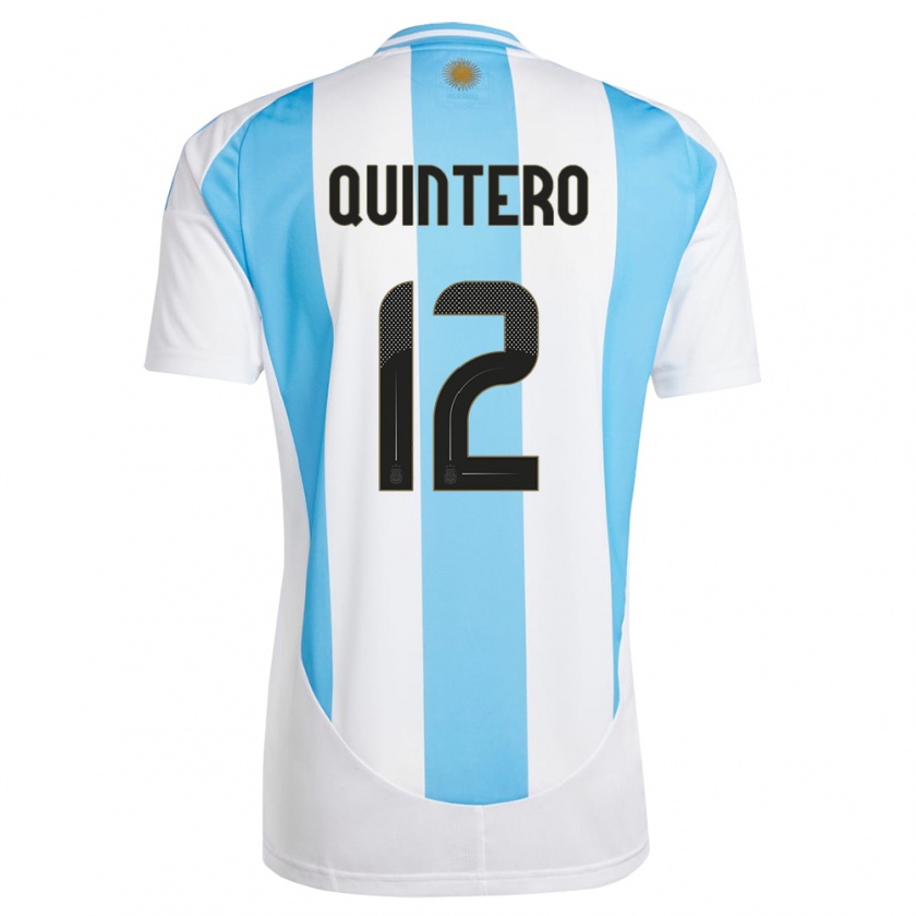 Kandiny Herren Argentinien Valentino Quintero #12 Weiß Blau Heimtrikot Trikot 24-26 T-Shirt