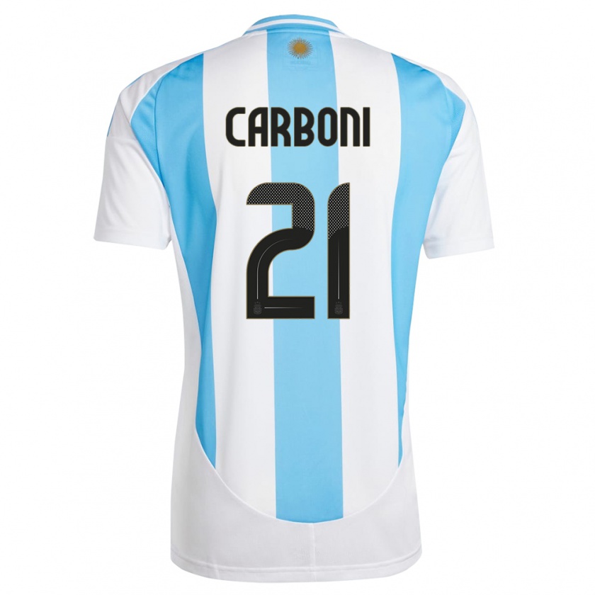 Kandiny Herren Argentinien Valentin Carboni #21 Weiß Blau Heimtrikot Trikot 24-26 T-Shirt