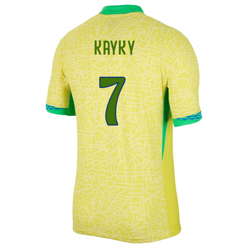 Kandiny Herren Brasilien Kayky #7 Gelb Heimtrikot Trikot 24-26 T-Shirt