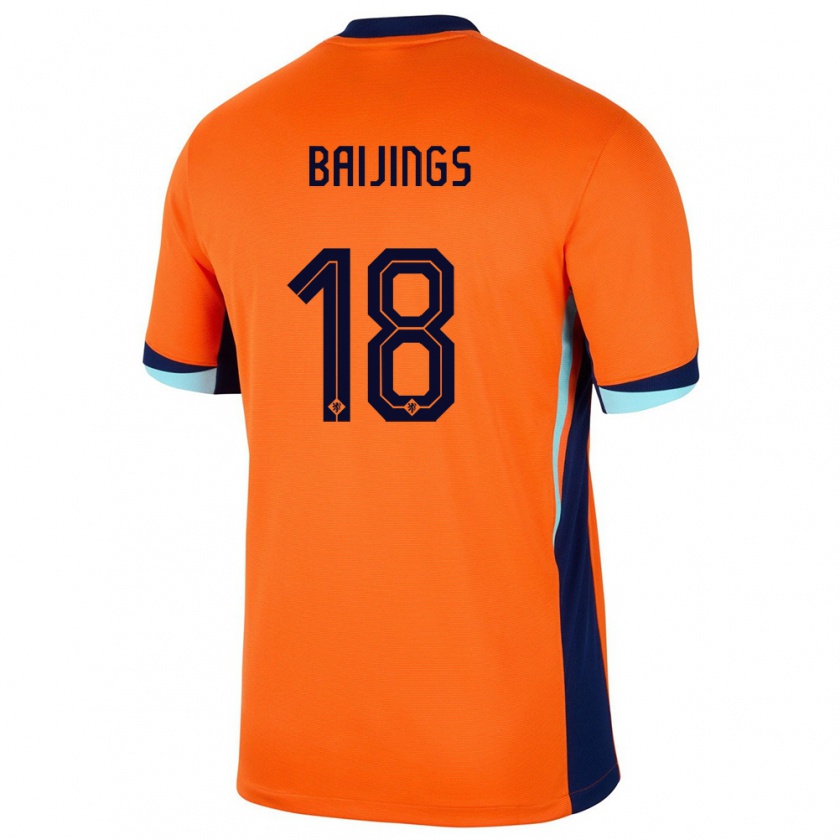 Kandiny Herren Niederlande Jill Baijings #18 Orange Heimtrikot Trikot 24-26 T-Shirt