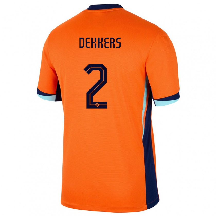 Kandiny Herren Niederlande Sem Dekkers #2 Orange Heimtrikot Trikot 24-26 T-Shirt