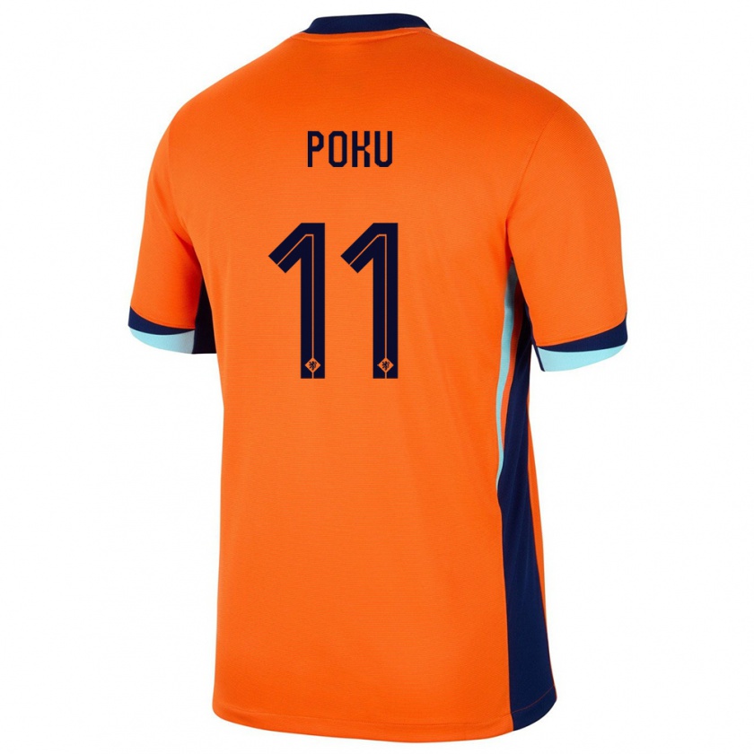 Kandiny Herren Niederlande Ernest Poku #11 Orange Heimtrikot Trikot 24-26 T-Shirt