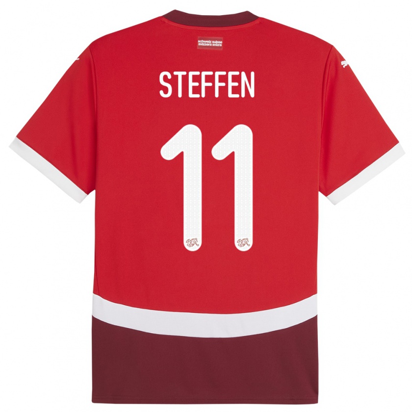 Kandiny Herren Schweiz Renato Steffen #11 Rot Heimtrikot Trikot 24-26 T-Shirt