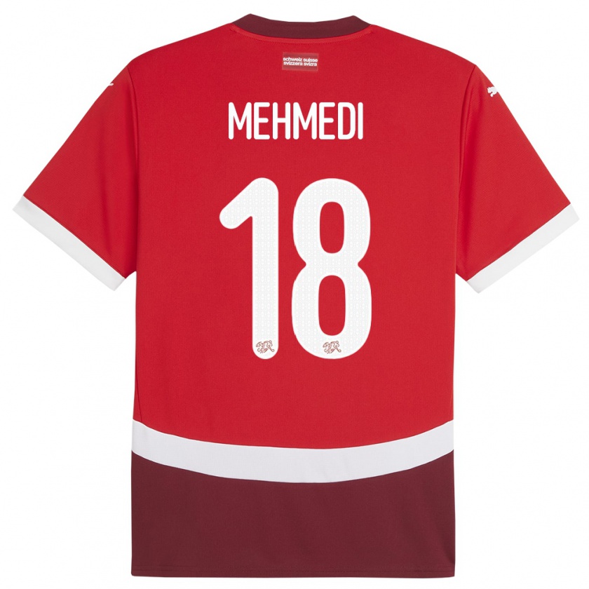 Kandiny Herren Schweiz Admir Mehmedi #18 Rot Heimtrikot Trikot 24-26 T-Shirt