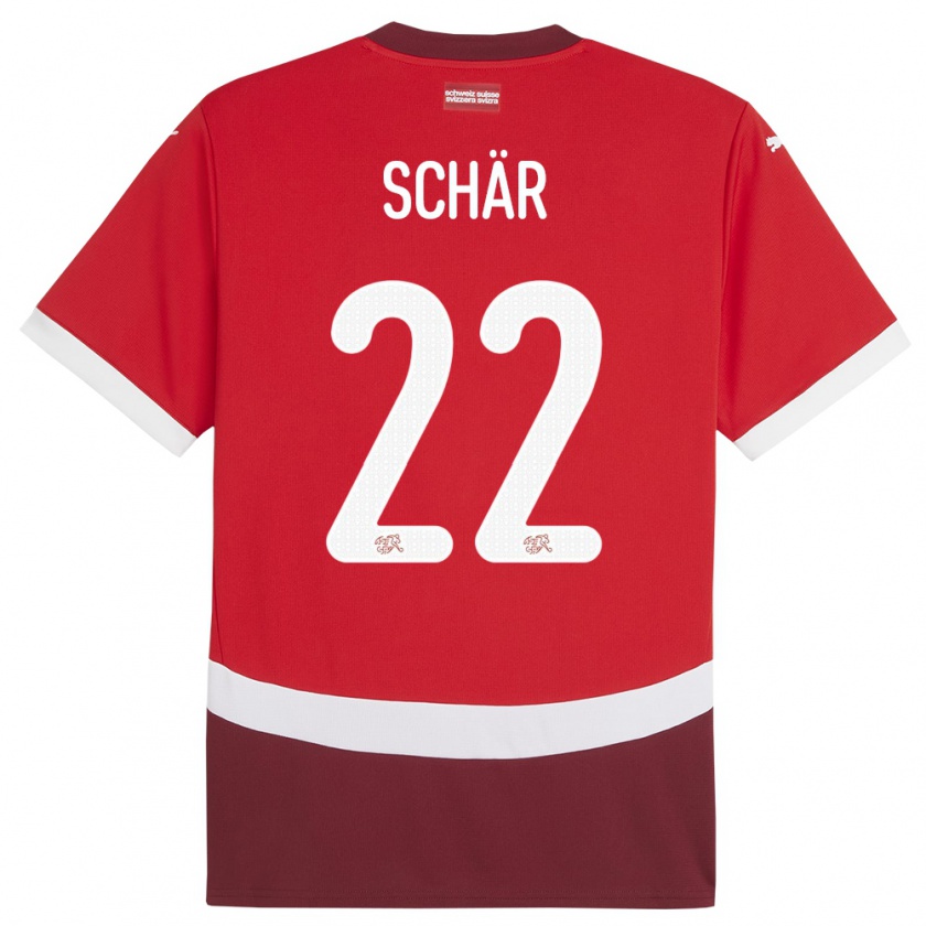 Kandiny Herren Schweiz Fabian Schar #22 Rot Heimtrikot Trikot 24-26 T-Shirt