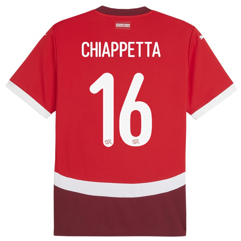 Kandiny Herren Schweiz Carmine Chiappetta #16 Rot Heimtrikot Trikot 24-26 T-Shirt