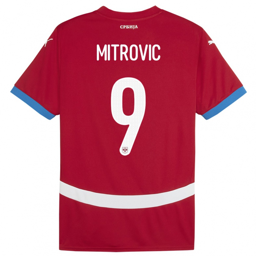 Kandiny Herren Serbien Aleksandar Mitrovic #9 Rot Heimtrikot Trikot 24-26 T-Shirt