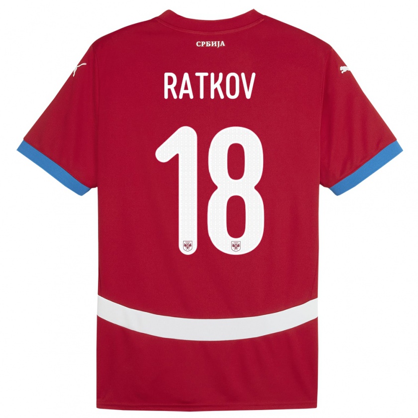 Kandiny Herren Serbien Petar Ratkov #18 Rot Heimtrikot Trikot 24-26 T-Shirt