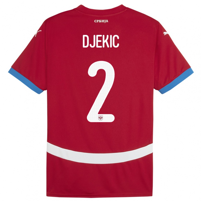 Kandiny Herren Serbien Djuro Giulio Djekic #2 Rot Heimtrikot Trikot 24-26 T-Shirt