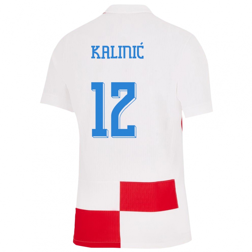 Kandiny Herren Kroatien Lovre Kalinic #12 Weiß Rot Heimtrikot Trikot 24-26 T-Shirt