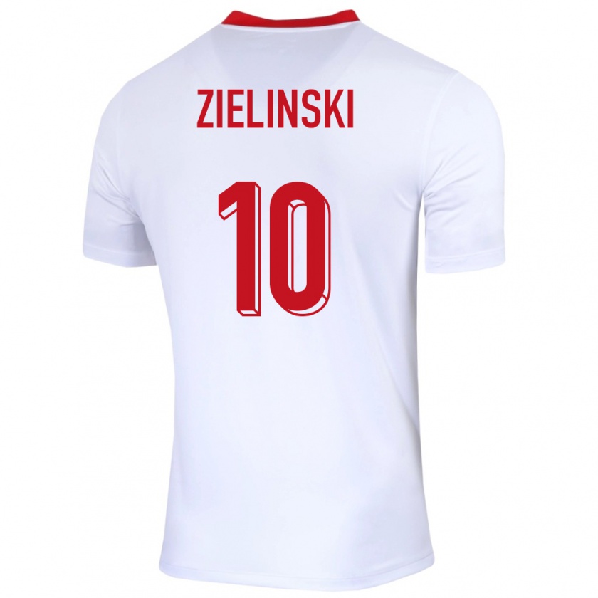 Kandiny Herren Polen Piotr Zielinski #10 Weiß Heimtrikot Trikot 24-26 T-Shirt