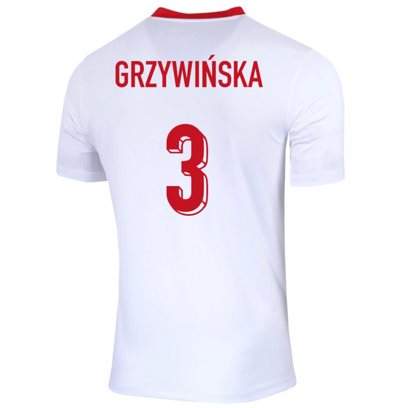 Kandiny Herren Polen Gabriela Grzywinska #3 Weiß Heimtrikot Trikot 24-26 T-Shirt