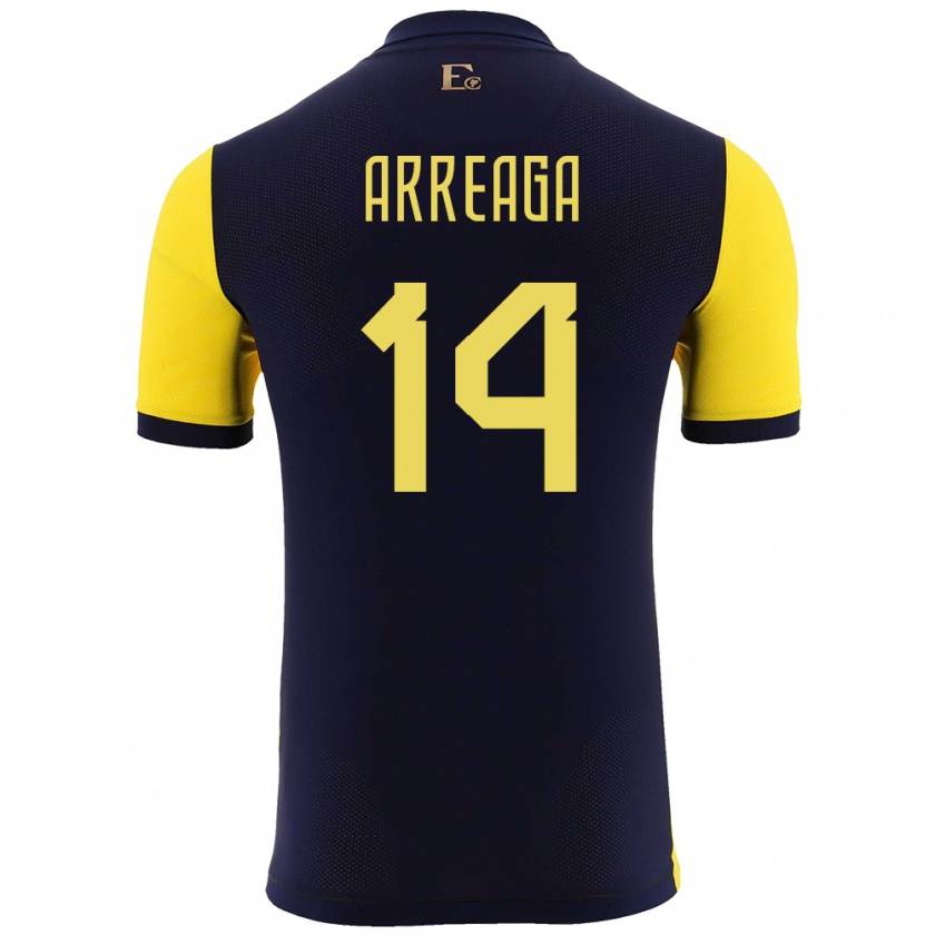 Kandiny Herren Ecuador Xavier Arreaga #14 Gelb Heimtrikot Trikot 24-26 T-Shirt