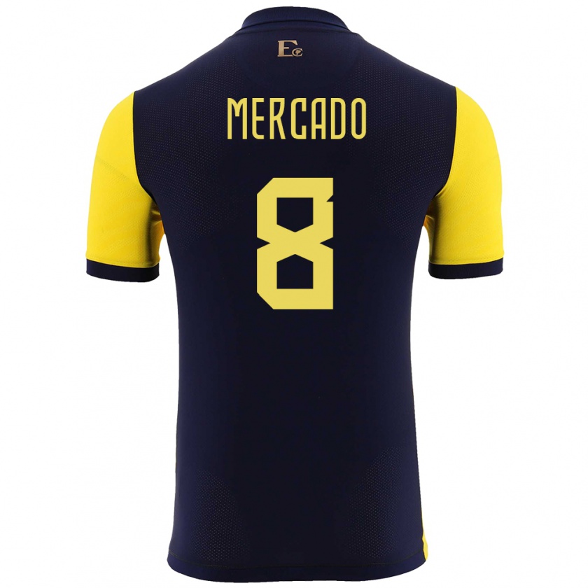 Kandiny Herren Ecuador Patrik Mercado #8 Gelb Heimtrikot Trikot 24-26 T-Shirt