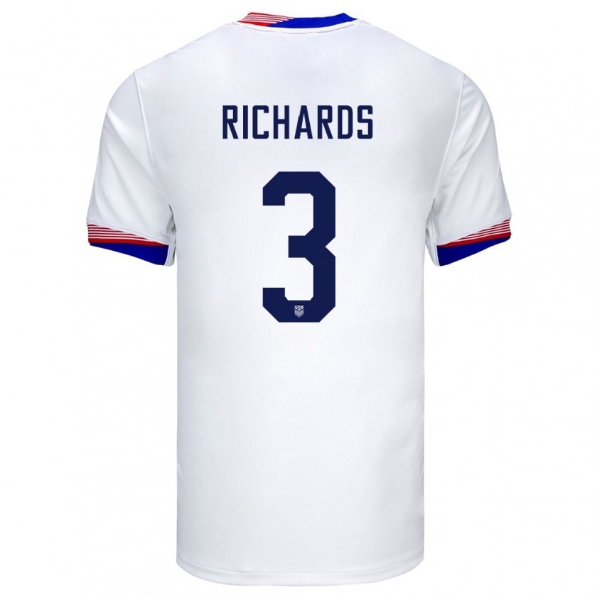 Kandiny Herren Vereinigte Staaten Chris Richards #3 Weiß Heimtrikot Trikot 24-26 T-Shirt