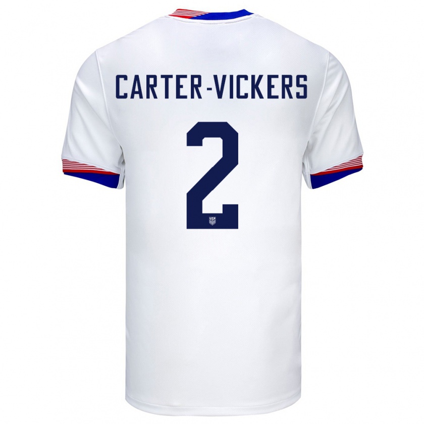 Kandiny Herren Vereinigte Staaten Cameron Carter-Vickers #2 Weiß Heimtrikot Trikot 24-26 T-Shirt