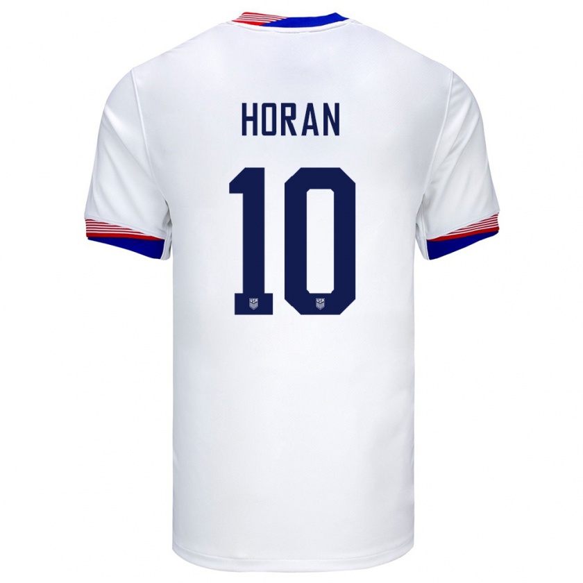 Kandiny Herren Vereinigte Staaten Lindsey Horan #10 Weiß Heimtrikot Trikot 24-26 T-Shirt