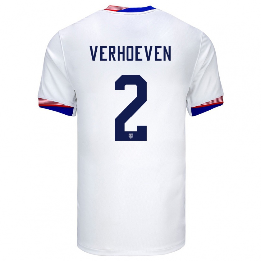 Kandiny Herren Vereinigte Staaten Oscar Verhoeven #2 Weiß Heimtrikot Trikot 24-26 T-Shirt