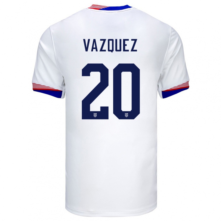 Kandiny Herren Vereinigte Staaten David Vazquez #20 Weiß Heimtrikot Trikot 24-26 T-Shirt