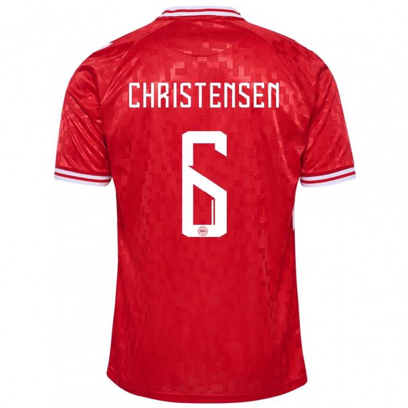 Kandiny Herren Dänemark Andreas Christensen #6 Rot Heimtrikot Trikot 24-26 T-Shirt