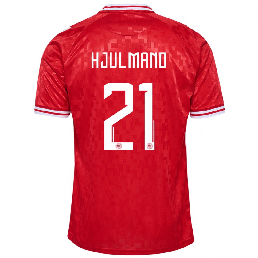 Kandiny Herren Dänemark Morten Hjulmand #21 Rot Heimtrikot Trikot 24-26 T-Shirt