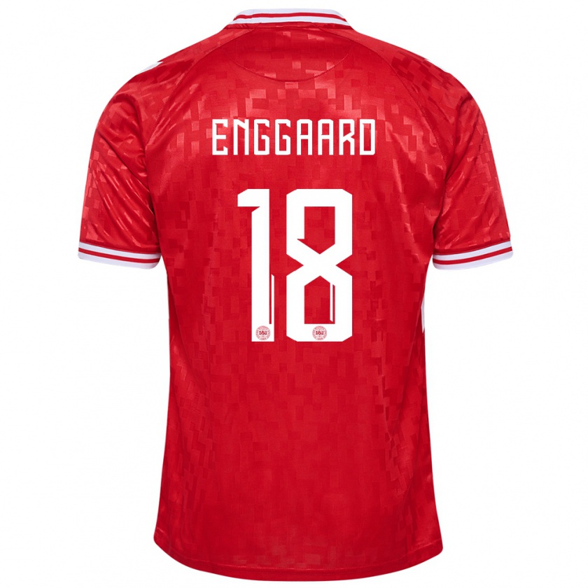 Kandiny Herren Dänemark Mads Enggaard #18 Rot Heimtrikot Trikot 24-26 T-Shirt