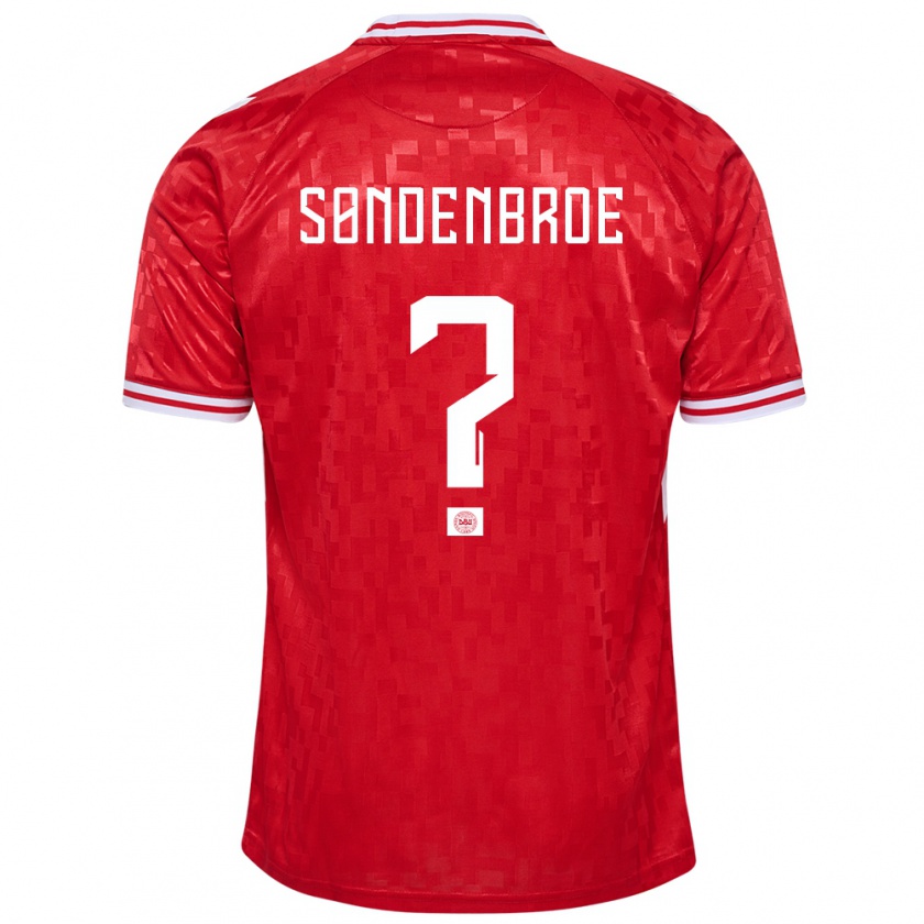 Kandiny Herren Dänemark Andreas Søndenbroe #0 Rot Heimtrikot Trikot 24-26 T-Shirt