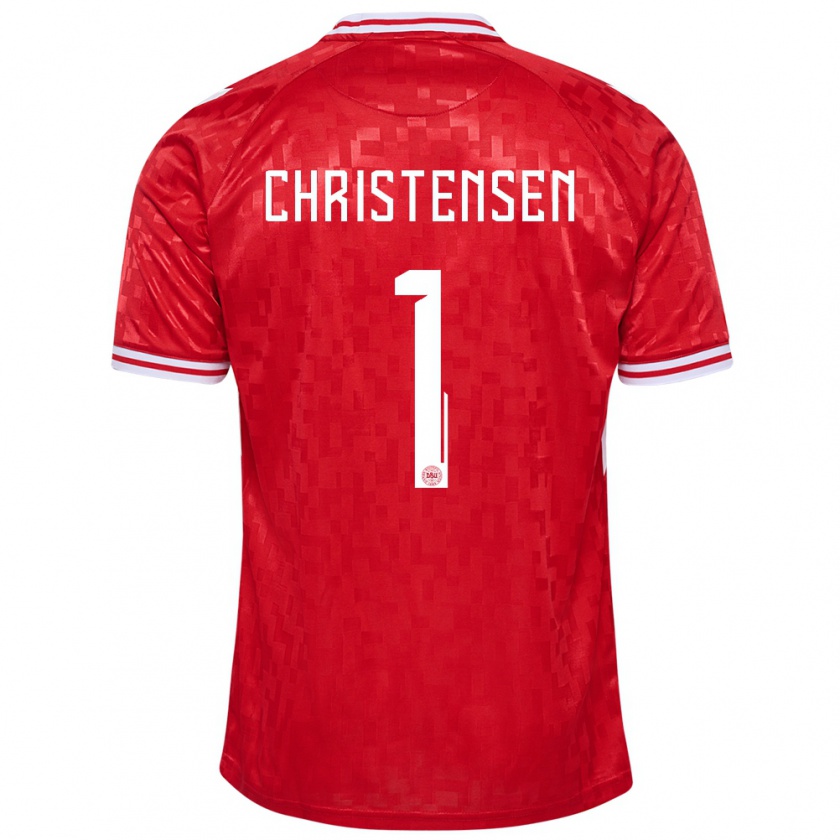 Kandiny Herren Dänemark Lene Christensen #1 Rot Heimtrikot Trikot 24-26 T-Shirt