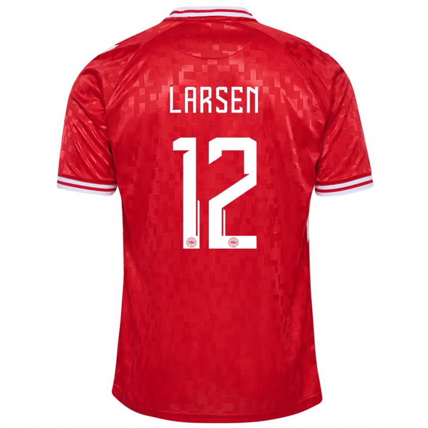 Kandiny Herren Dänemark Stine Larsen #12 Rot Heimtrikot Trikot 24-26 T-Shirt