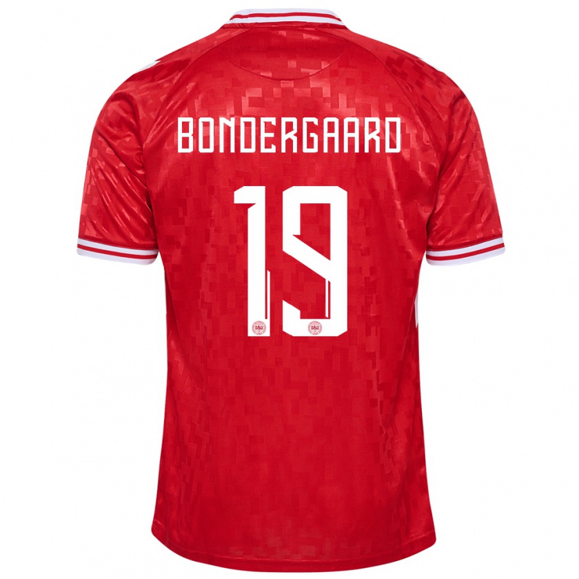 Kandiny Herren Dänemark Asbjorn Bondergaard #19 Rot Heimtrikot Trikot 24-26 T-Shirt