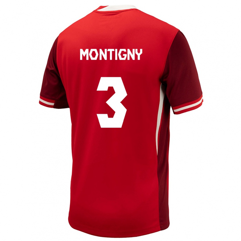 Kandiny Herren Kanada Gaël De Montigny #3 Rot Heimtrikot Trikot 24-26 T-Shirt