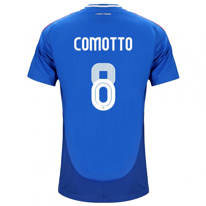 Kandiny Herren Italien Christian Comotto #8 Blau Heimtrikot Trikot 24-26 T-Shirt