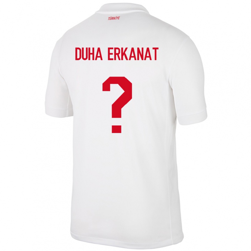 Kandiny Herren Türkei Ahmet Duha Erkanat #0 Weiß Heimtrikot Trikot 24-26 T-Shirt