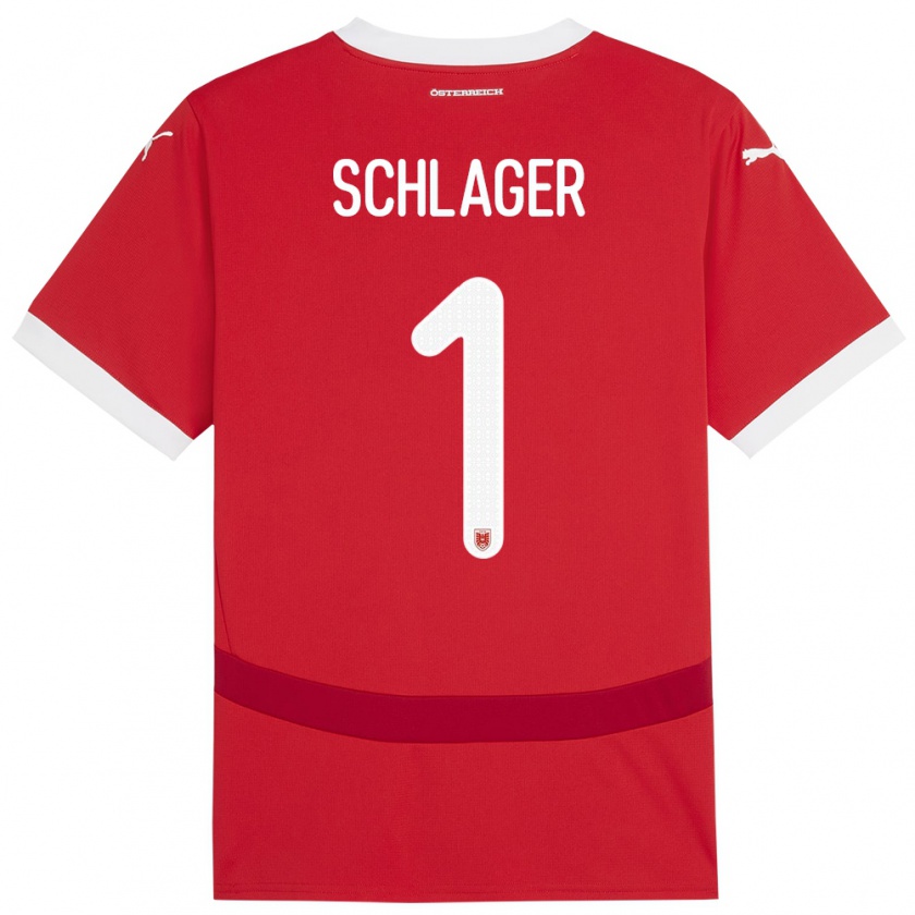 Kandiny Herren Österreich Alexander Schlager #1 Rot Heimtrikot Trikot 24-26 T-Shirt