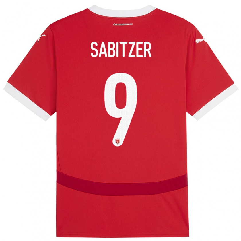 Kandiny Herren Österreich Marcel Sabitzer #9 Rot Heimtrikot Trikot 24-26 T-Shirt