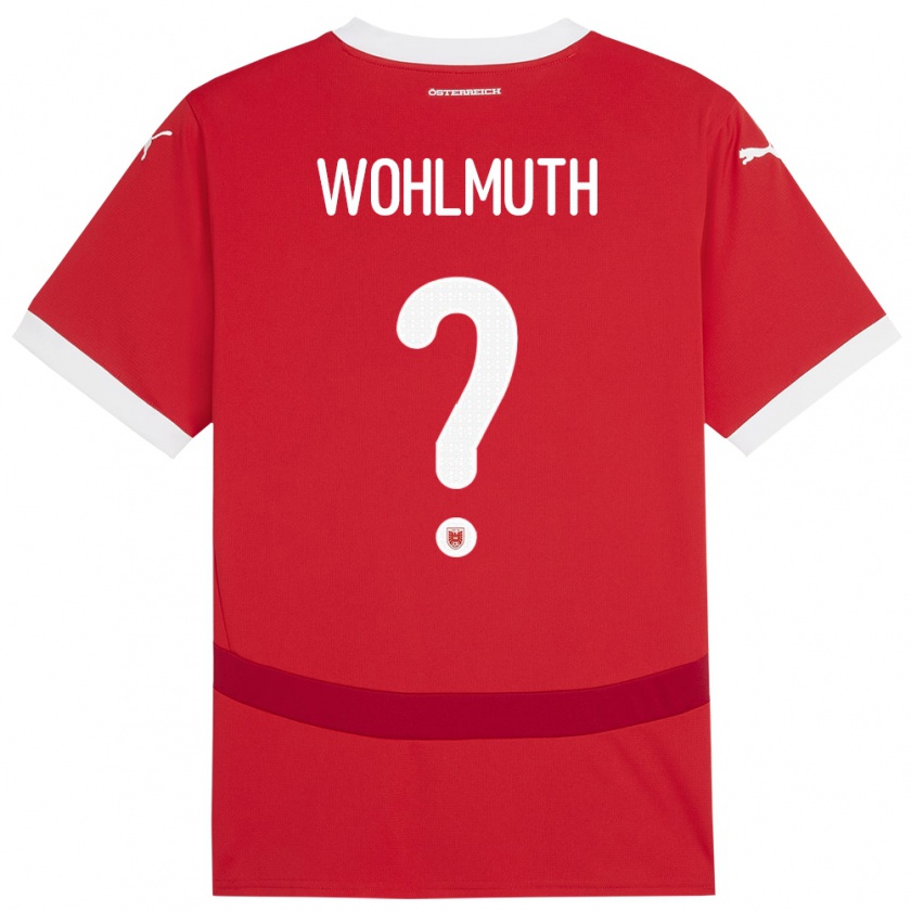 Kandiny Herren Österreich Fabian Wohlmuth #0 Rot Heimtrikot Trikot 24-26 T-Shirt