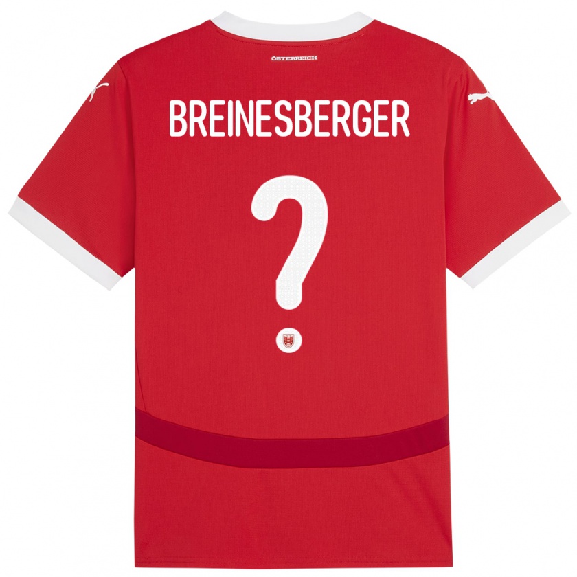 Kandiny Herren Österreich Christoph Breinesberger #0 Rot Heimtrikot Trikot 24-26 T-Shirt