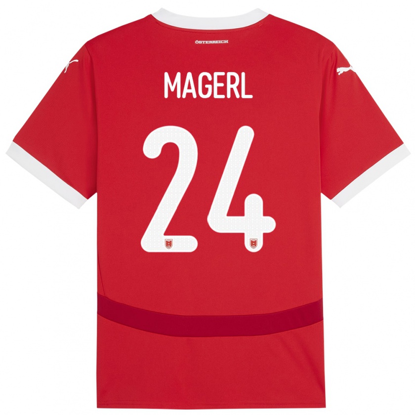 Kandiny Herren Österreich Julia Magerl #24 Rot Heimtrikot Trikot 24-26 T-Shirt