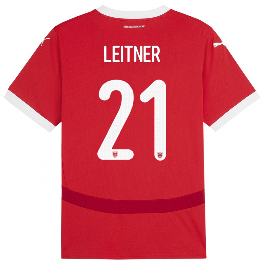 Kandiny Herren Österreich Annelie Leitner #21 Rot Heimtrikot Trikot 24-26 T-Shirt