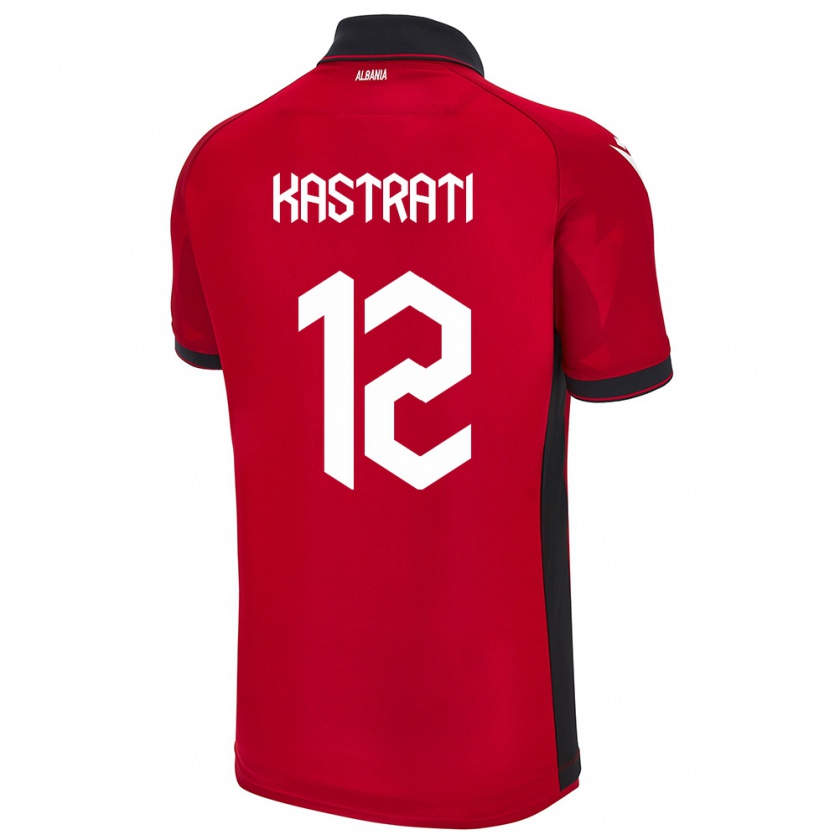 Kandiny Herren Albanien Elhan Kastrati #12 Rot Heimtrikot Trikot 24-26 T-Shirt