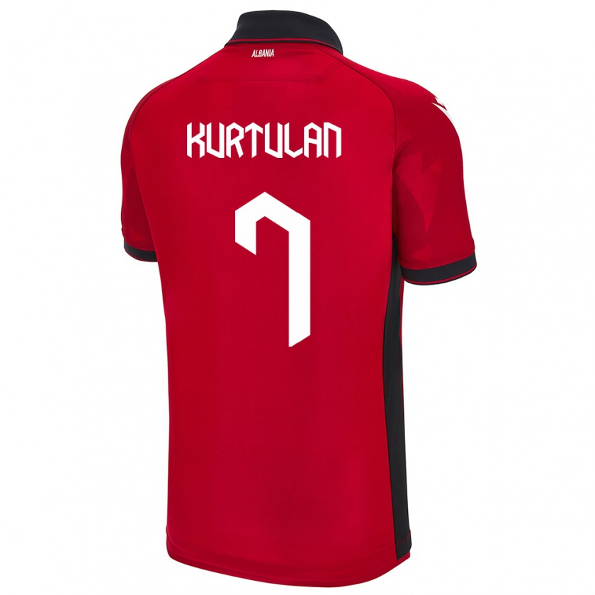 Kandiny Herren Albanien Arda Kurtulan #7 Rot Heimtrikot Trikot 24-26 T-Shirt