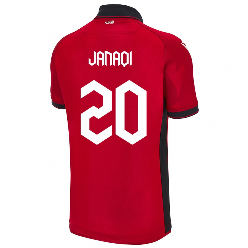 Kandiny Herren Albanien Dejvid Janaqi #20 Rot Heimtrikot Trikot 24-26 T-Shirt