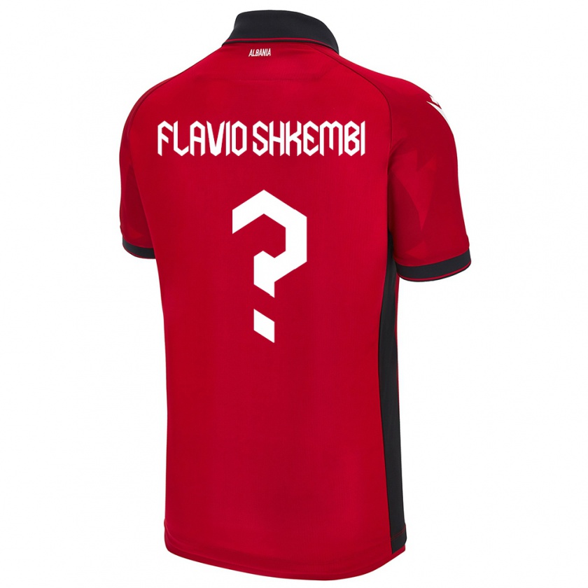 Kandiny Herren Albanien Flavio Shkembi #0 Rot Heimtrikot Trikot 24-26 T-Shirt