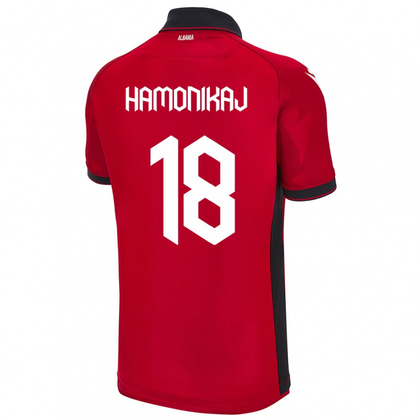 Kandiny Herren Albanien Klea Hamonikaj #18 Rot Heimtrikot Trikot 24-26 T-Shirt