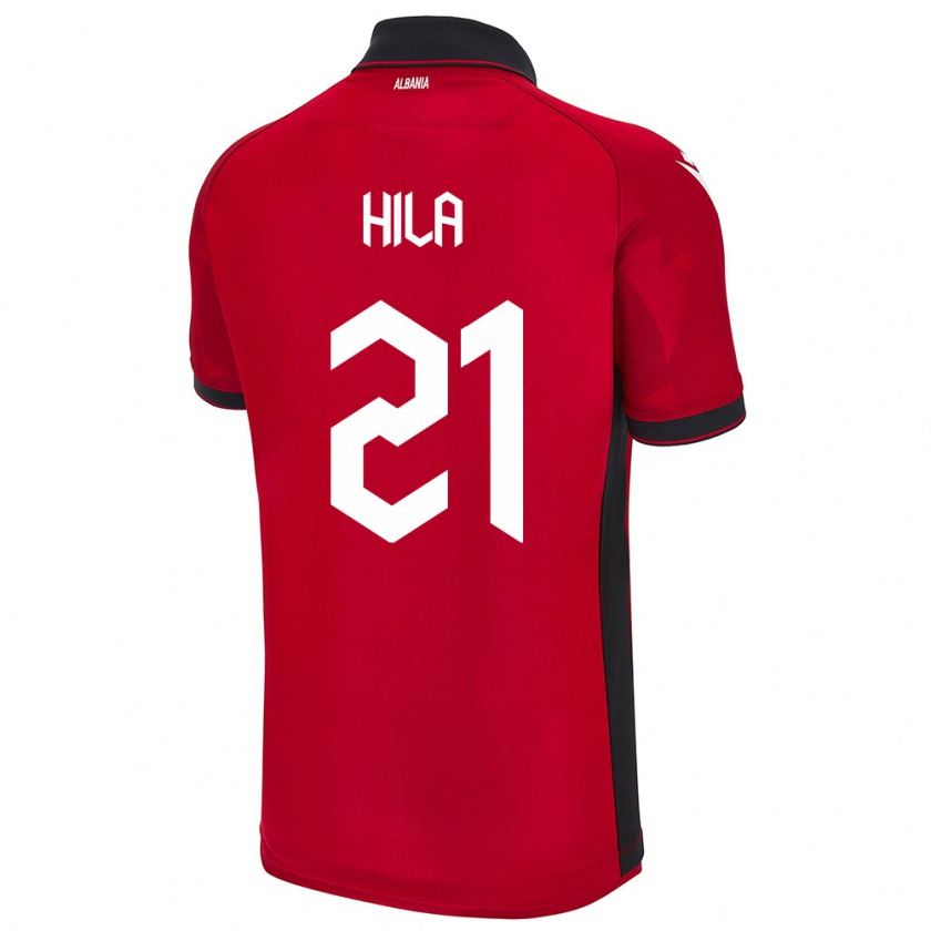 Kandiny Herren Albanien Alma Hila #21 Rot Heimtrikot Trikot 24-26 T-Shirt