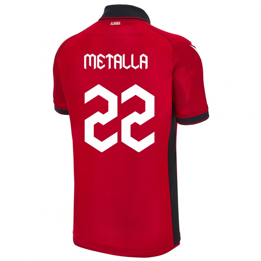 Kandiny Herren Albanien Mikaela Metalla #22 Rot Heimtrikot Trikot 24-26 T-Shirt