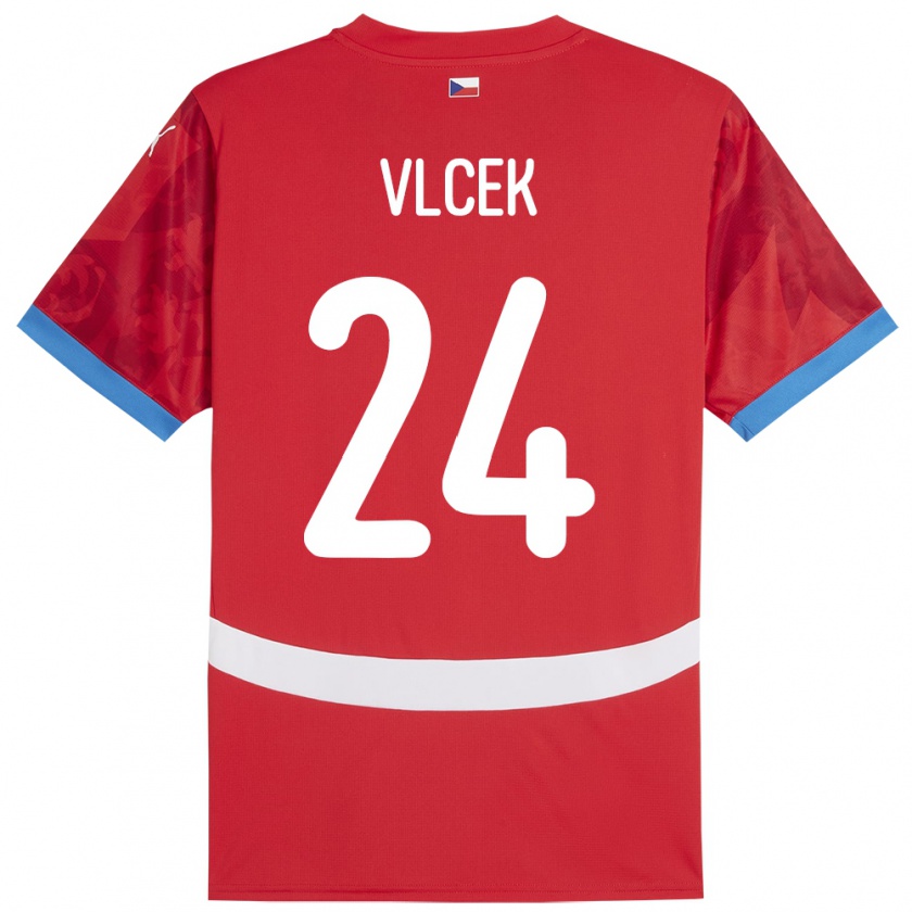 Kandiny Herren Tschechien Tomas Vlcek #24 Rot Heimtrikot Trikot 24-26 T-Shirt