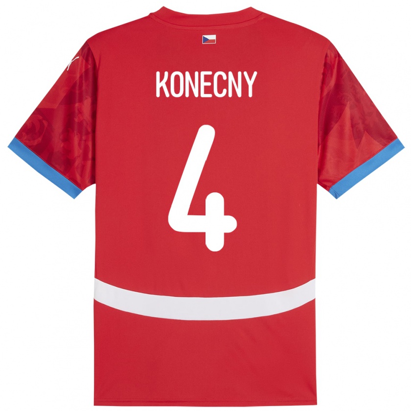 Kandiny Herren Tschechien Mikulas Konecny #4 Rot Heimtrikot Trikot 24-26 T-Shirt