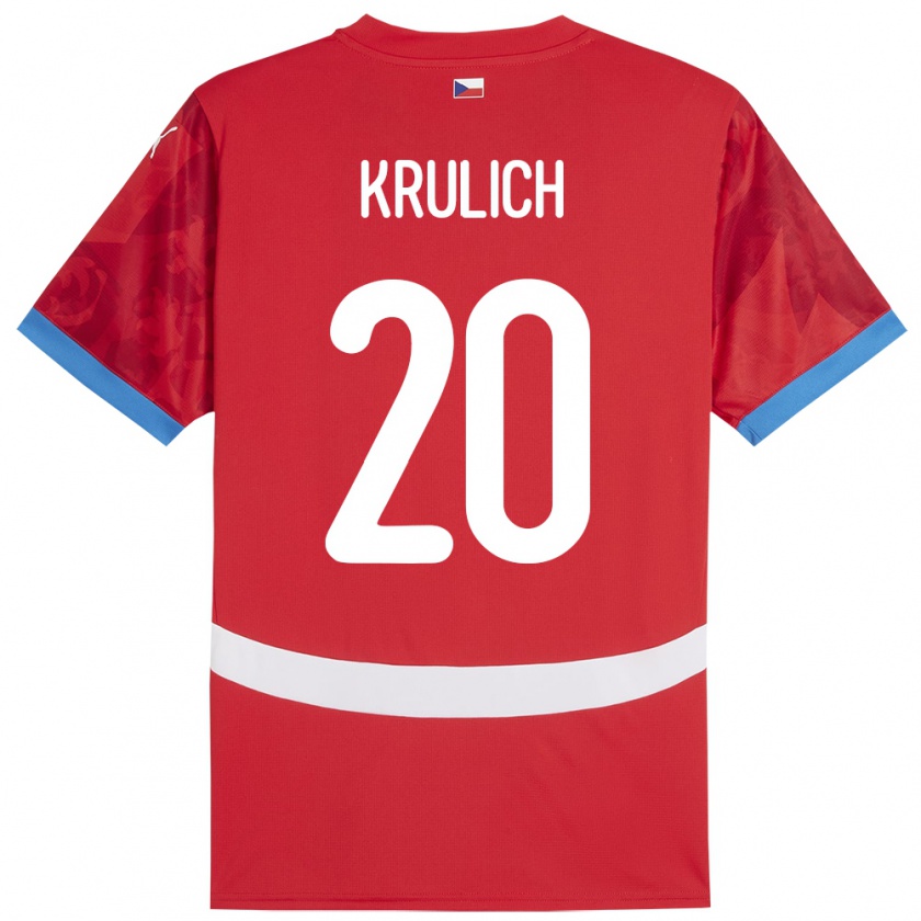 Kandiny Herren Tschechien Matous Krulich #20 Rot Heimtrikot Trikot 24-26 T-Shirt