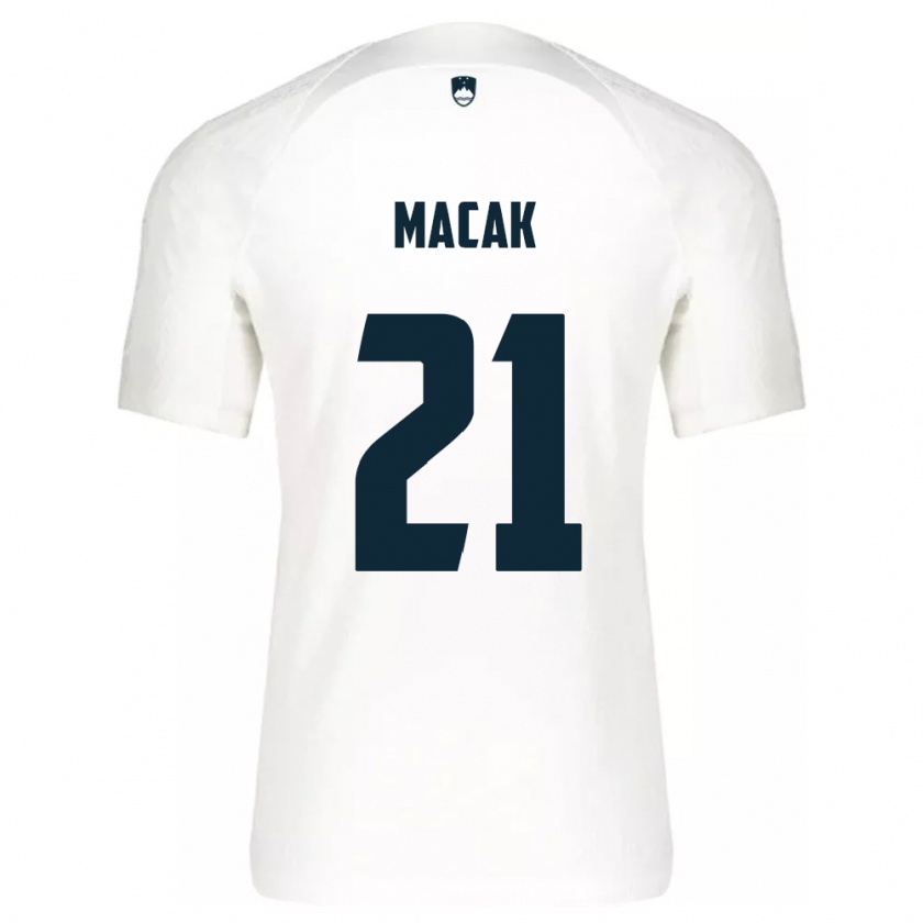 Kandiny Herren Slowenien Lucas Macak #21 Weiß Heimtrikot Trikot 24-26 T-Shirt